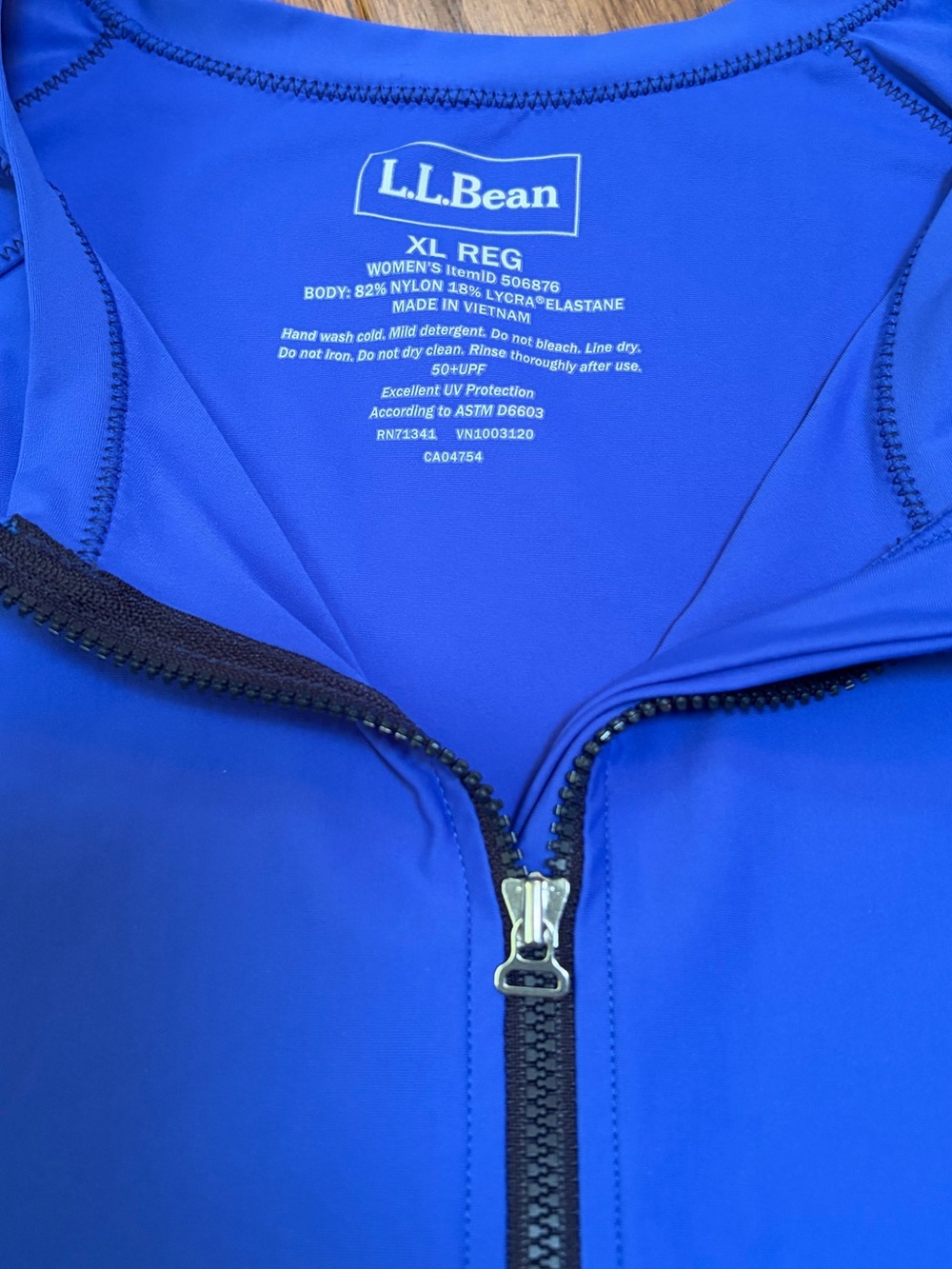L.L. Bean Long Sleeve Half-Zip Shirt - Royal Blue SPF Swim Shirt Rash guard - Picture 3 of 5